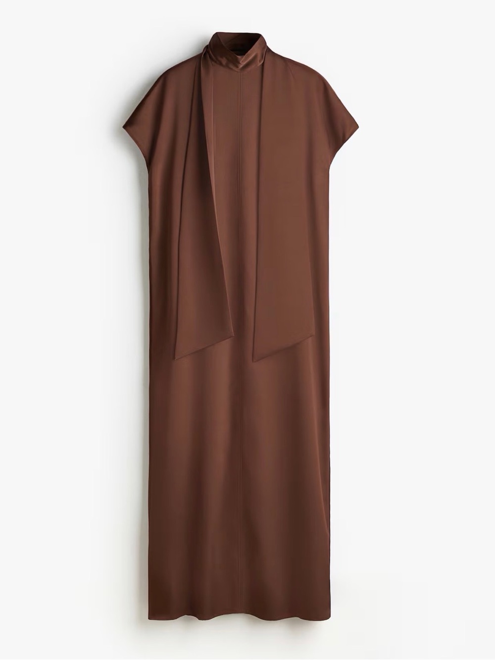 H&M Scarf Detail Dress Dark Brown 2 Sizes Available XS & L NWT